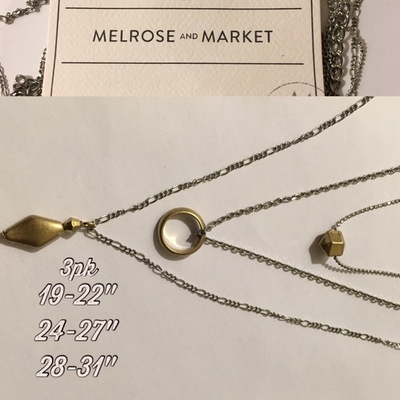 3-$15 Melrose & Market 3 Row Multi Mini Pendant Necklace Set Vintage Style - Picture 4 of 4